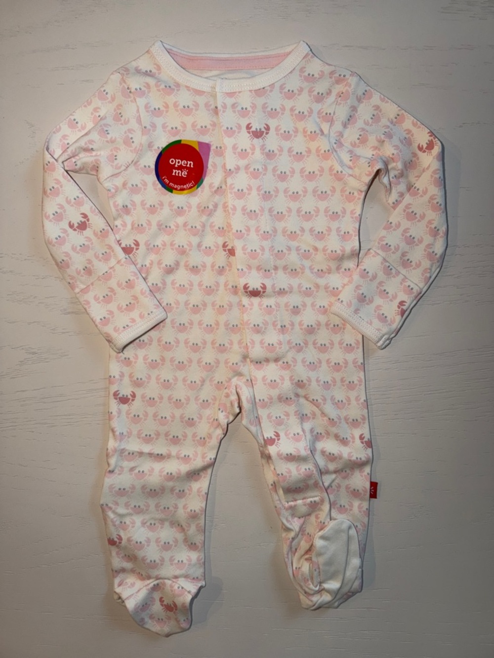 Magnetic Me White Pink Crab Nautical Footie 0-3 months